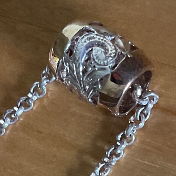 STERLING SILVER GOLD PLATED SILVER NECKLACE WITH CHAIN​ - Picture 8 of 11